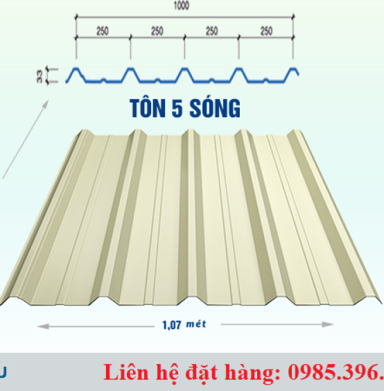 TÔN 5 SÓNG 1.07M