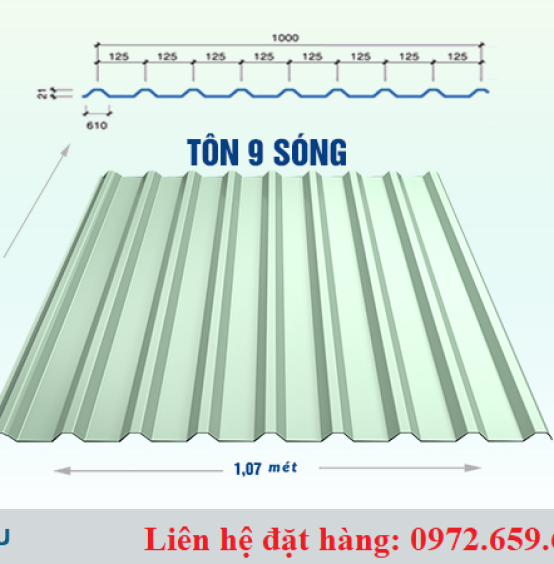 TÔN 9 SÓNG 1.070 MM